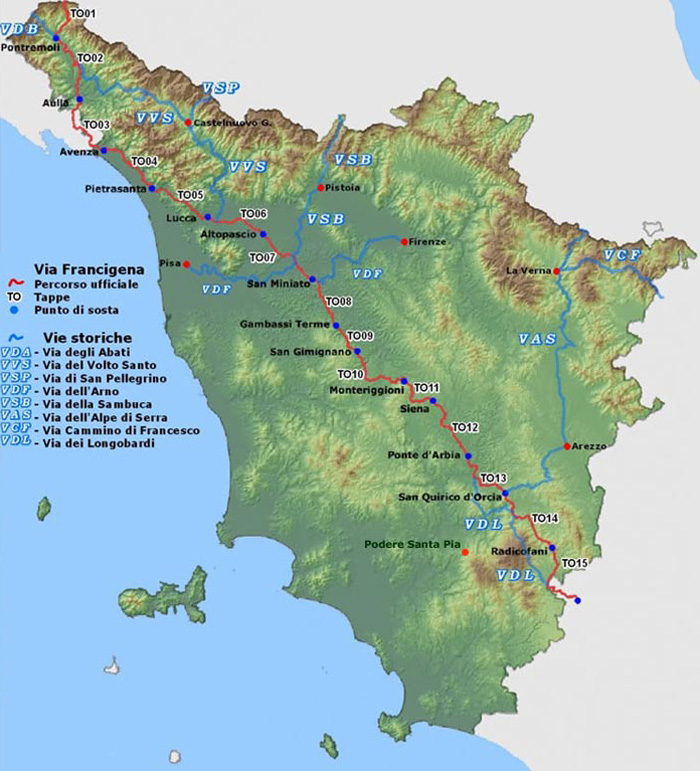 Térkép Via Francigena