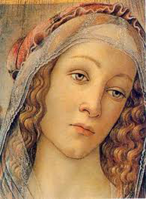 Botticelli: Gránátalmás Madonna részlet